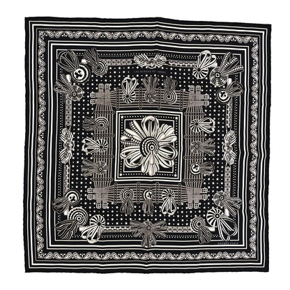 Hermes Silk Les Rubans Du Cheval Scarf 55 Black White 1 of 4
