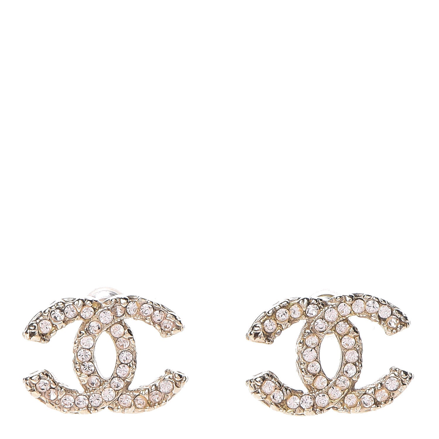 Chanel Crystal CC Earrings Light Gold 1 of 5