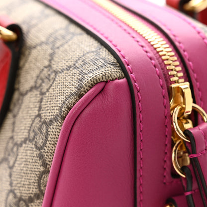 Gucci GG Supreme Monogram Moon Calfskin Small Boston Beige Ebony Hibiscus Red New Rosette 13 of 13