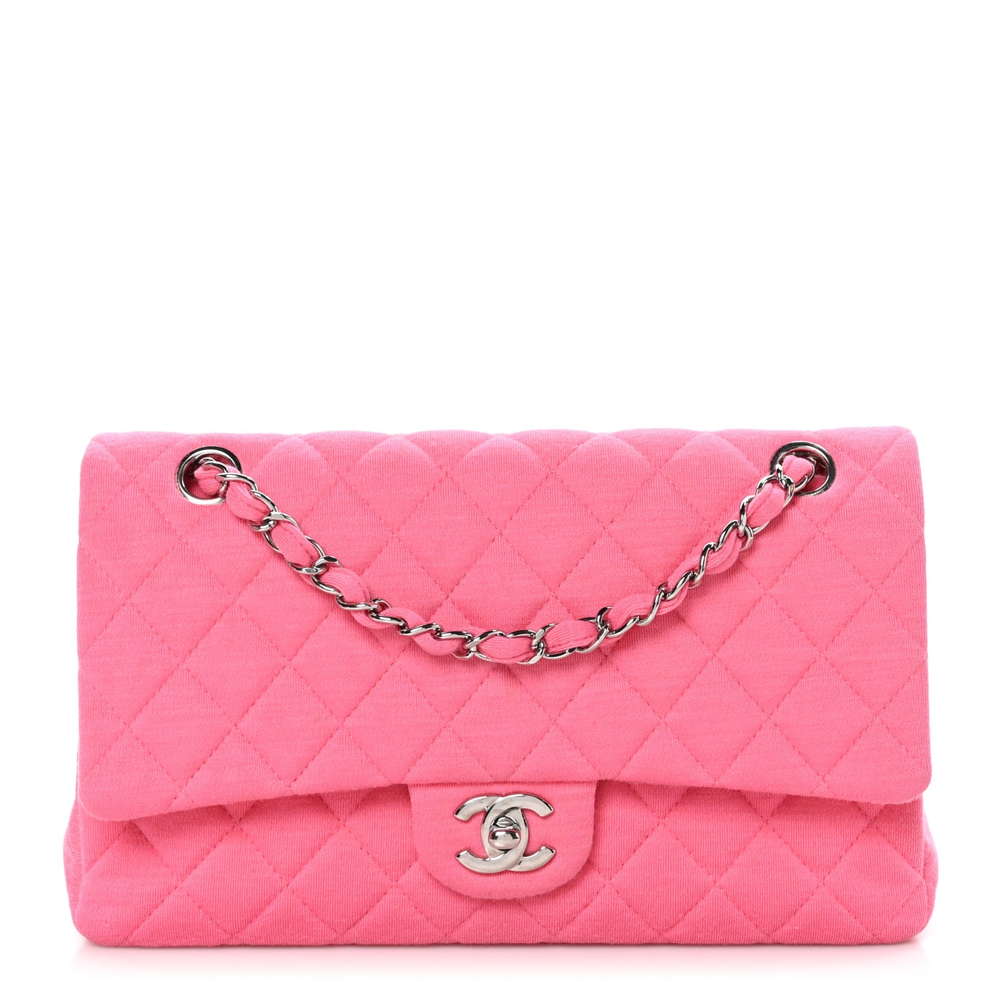 Jersey Quilted Medium Double Flap Dark Pink
