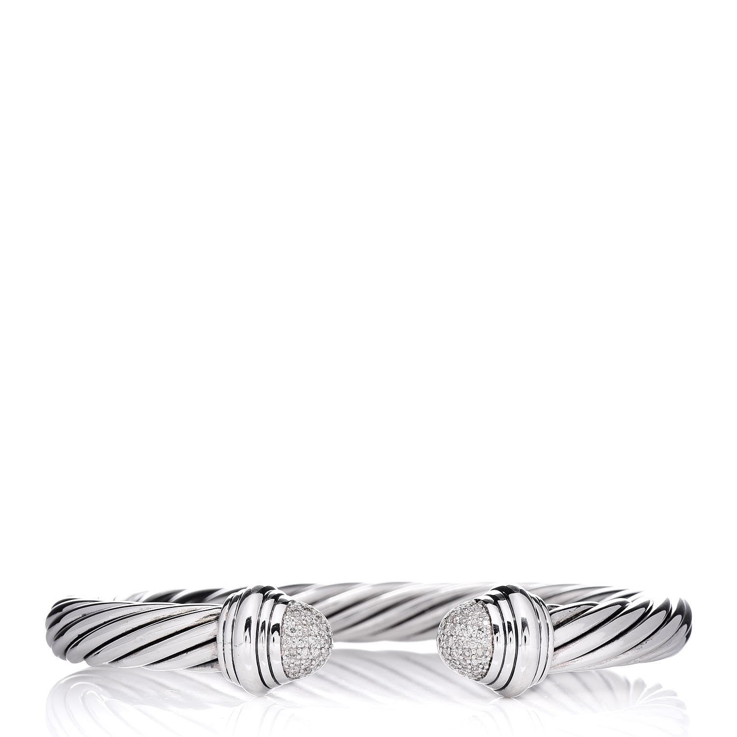 David Yurman Sterling Silver Diamond 7mm Cable Classics Bracelet 1 of 4