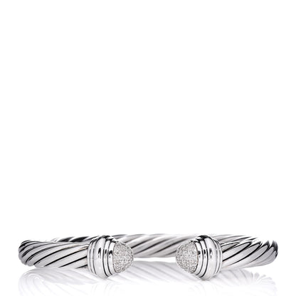 David Yurman Sterling Silver Diamond 7mm Cable Classics Bracelet 1 of 4