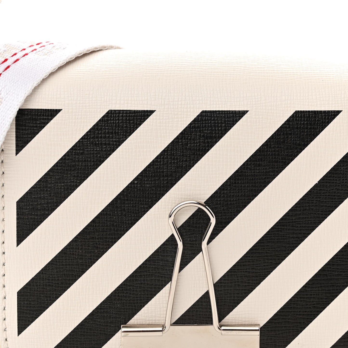 Saffiano Striped Baby Diag Binder Clip Bag White Black