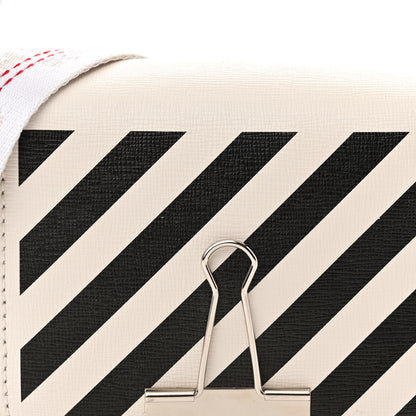 Off-White Saffiano Striped Baby Diag Binder Clip Bag White Black 8 of 12