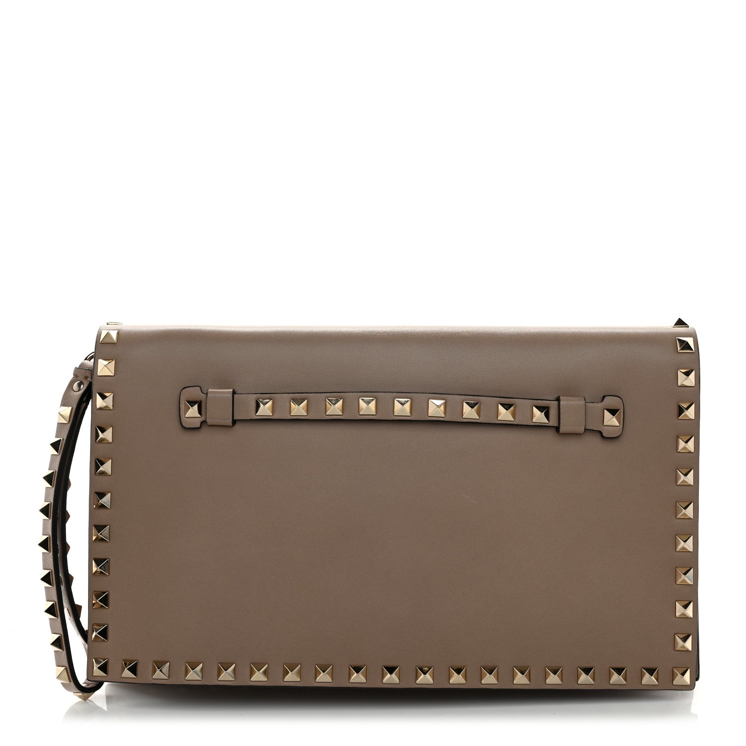 Valentino Garavani Nappa Rockstud Wristlet Clutch Poudre 1 of 8
