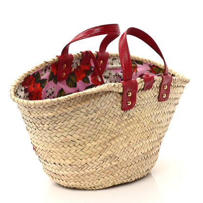 Dolce & Gabbana Woven Raffia Lizard Kendra Logo Tote Red Multicolor 3 of 11