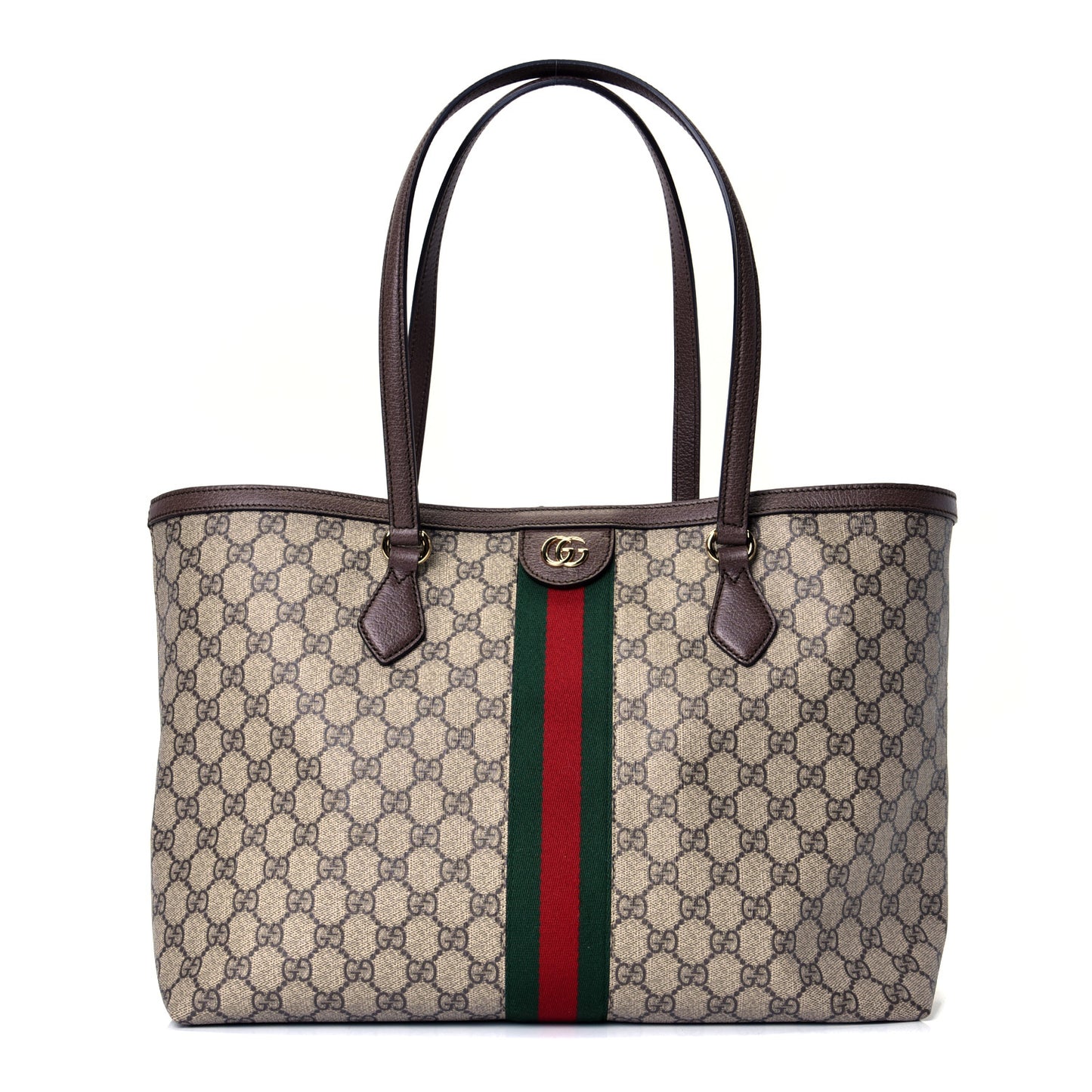 GG Supreme Monogram Medium Ophidia Shopping Tote Brown