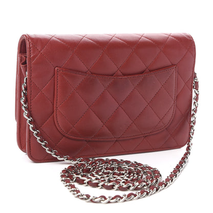 Chanel Lambskin Quilted Wallet On Chain WOC Red 3 of 12