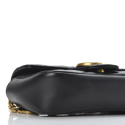 Gucci Calfskin Matelasse Super Mini GG Marmont Shoulder Bag Black 5 of 10