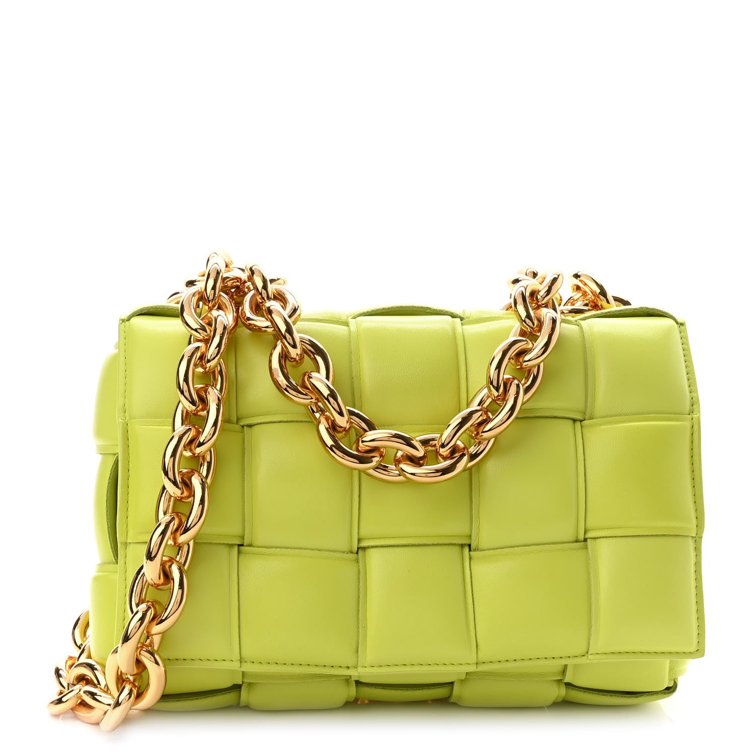 Bottega Veneta Lambskin Maxi Intreccio Padded Chain Cassette Crossbody Bag Seagrass 1 of 10