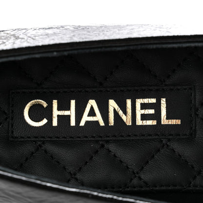 Chanel Lambskin Patent Calfskin Cap Toe Ankle Chain Ballerina Flats 38 Black 6 of 10