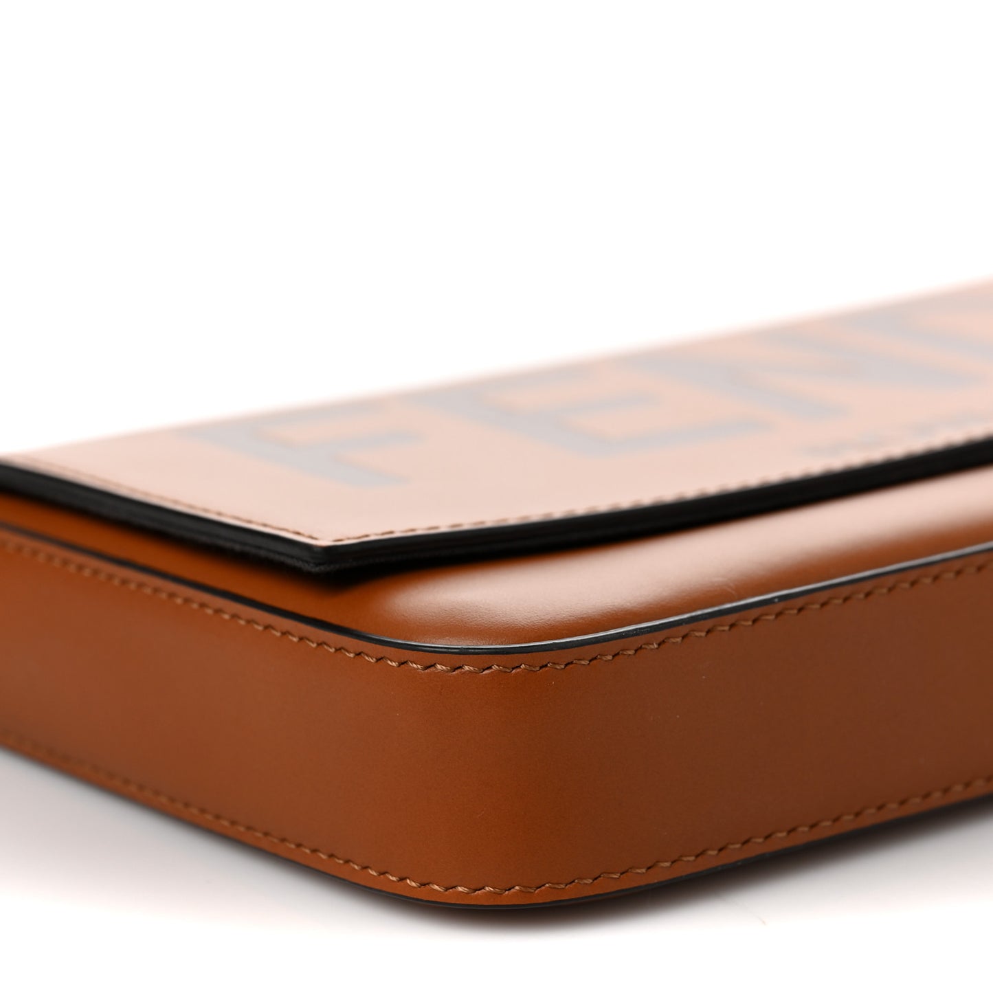 Vitello King Tamponato Logo Embossed Envelope Wallet On Chain with Pouches Cuoio