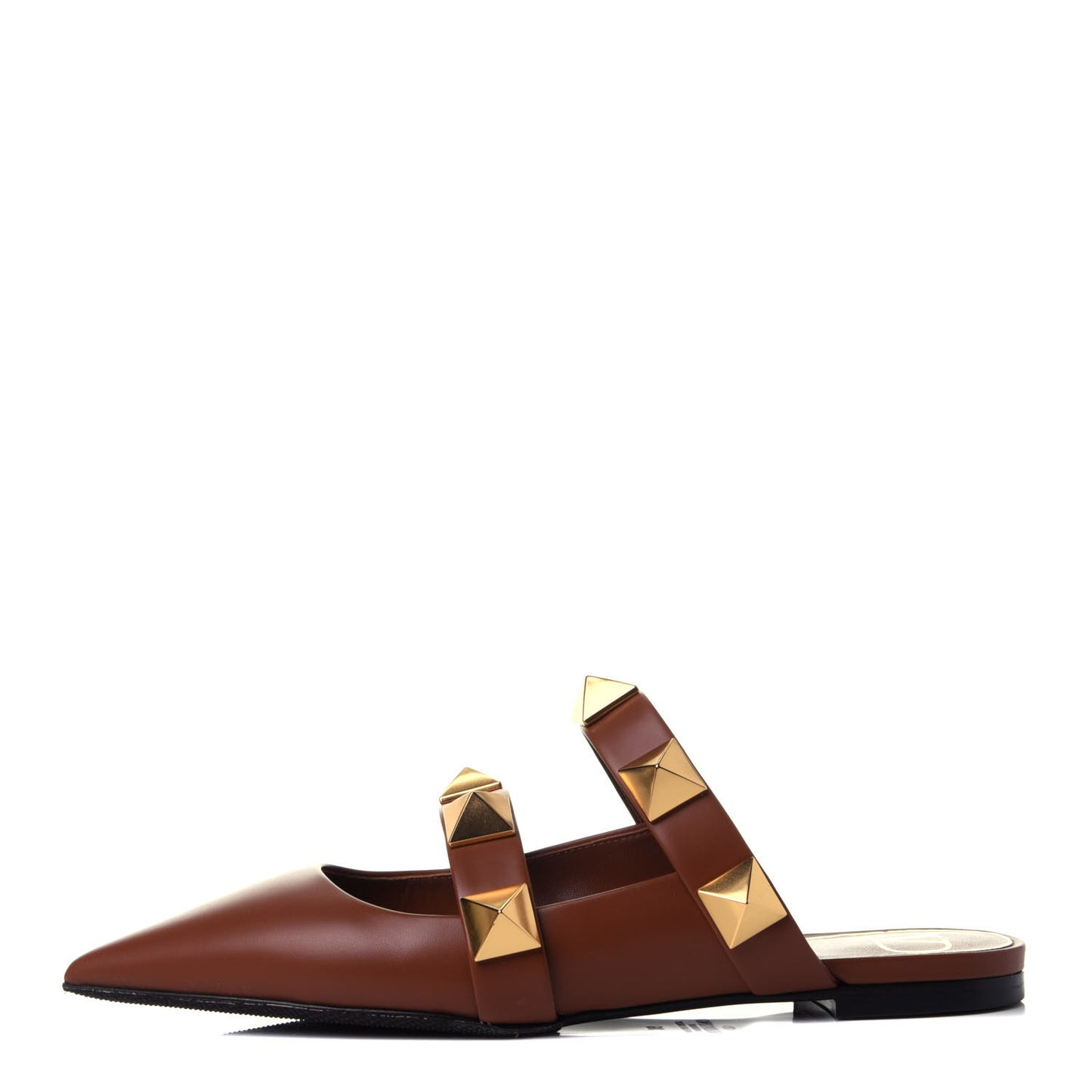 Calfskin Roman Stud Flat Mules 36 Selleria