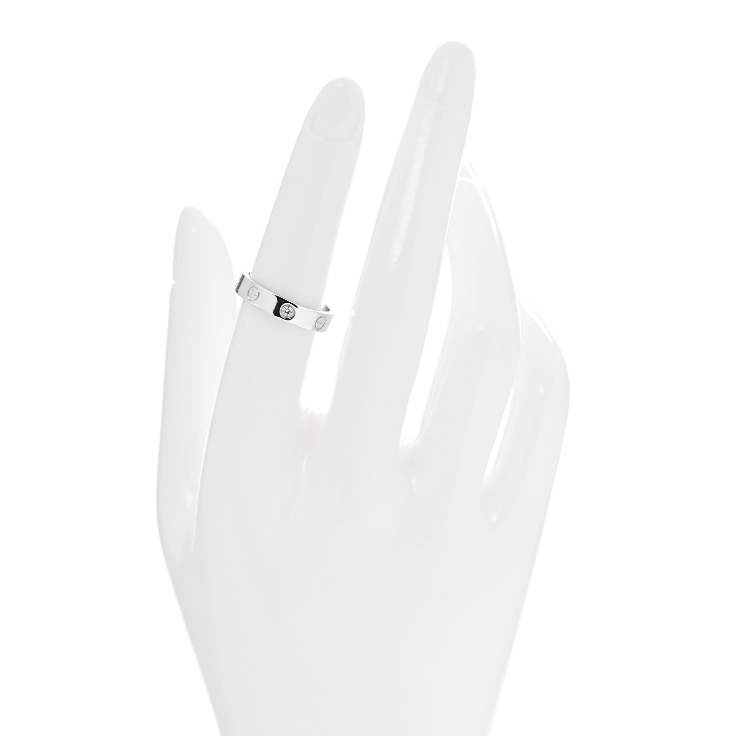 Cartier 18K White Gold Diamond 4mm LOVE Wedding Band Ring 53 6.25 2 of 6