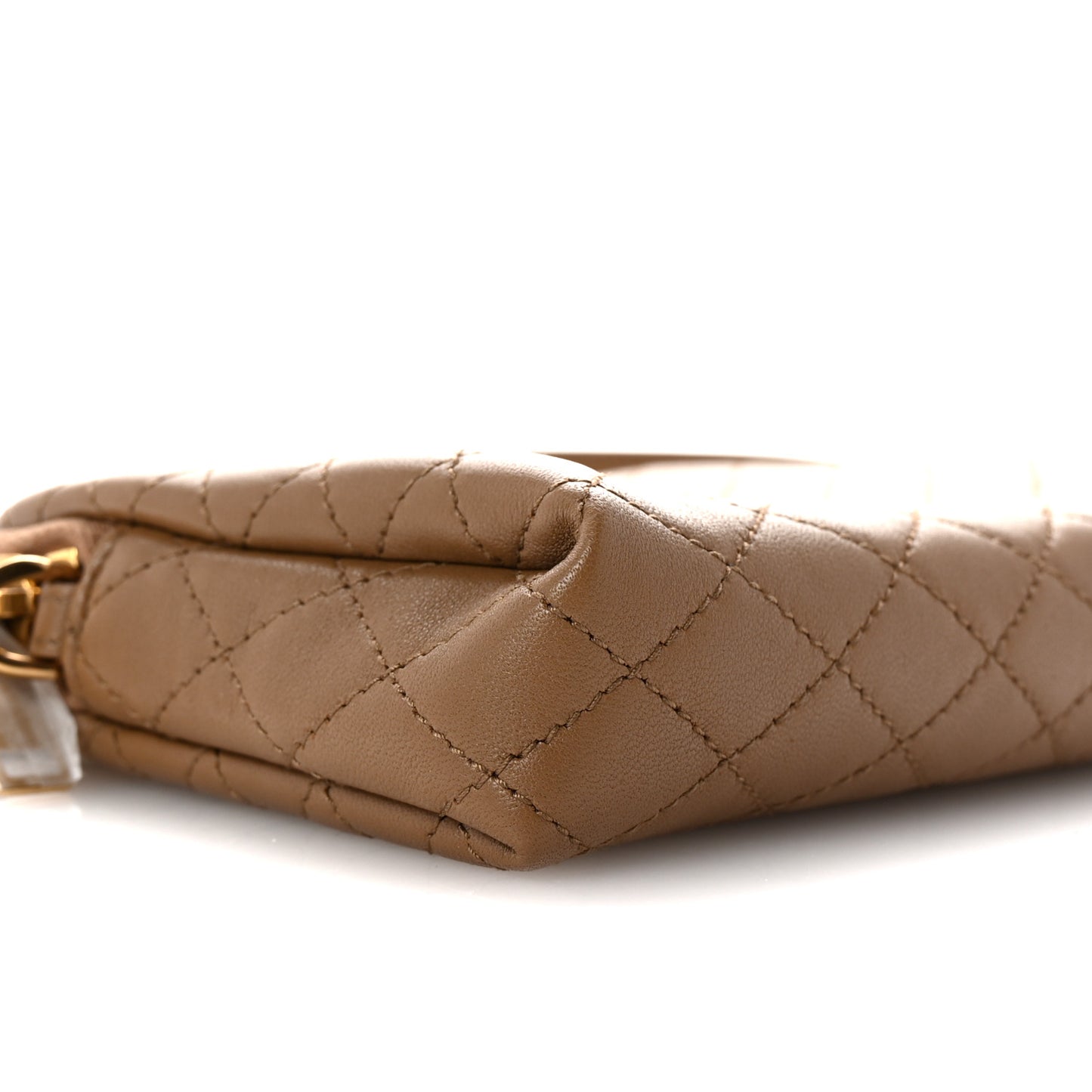 Lambskin Quilted Gaby Zipped Pouch Dark Cork