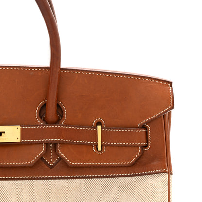 Hermes Toile Barenia Birkin 35 Fauve 12 of 19