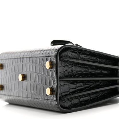 Saint Laurent Calfskin Crocodile Embossed Nano Sac De Jour Black 9 of 14
