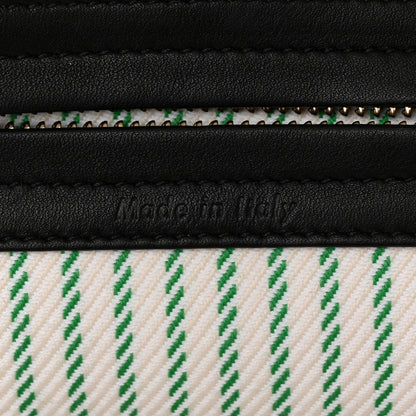 Celine Cotton Canvas Striped Medium Phantom Luggage White Green 7 of 11