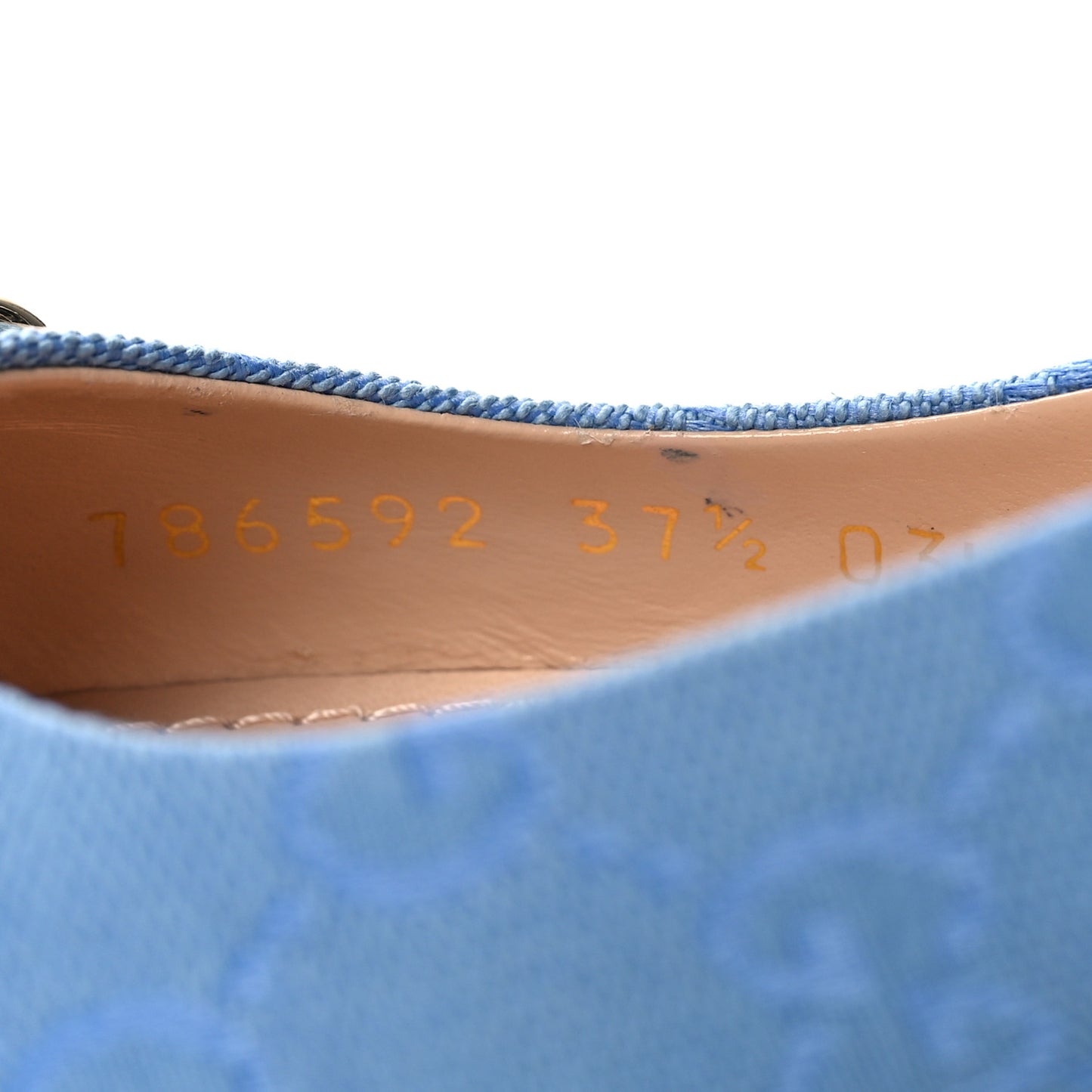 Canvas GG Monogram Horsebit Womens Slingback Ballet Flat 37.5 Light Blue