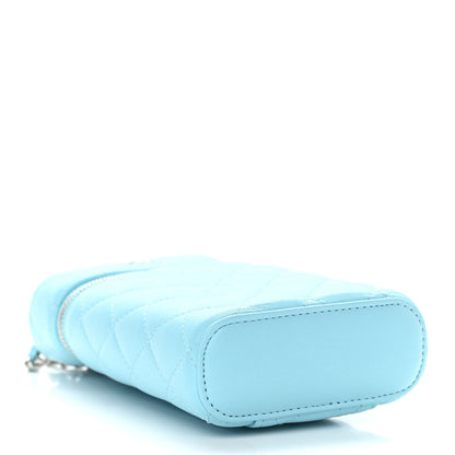 Chanel Lambskin Quilted Phone Holder With Chain Neon Blue 4 of 11