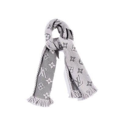 Louis Vuitton Wool Silk Logomania Scarf Pearl Grey 1 of 3