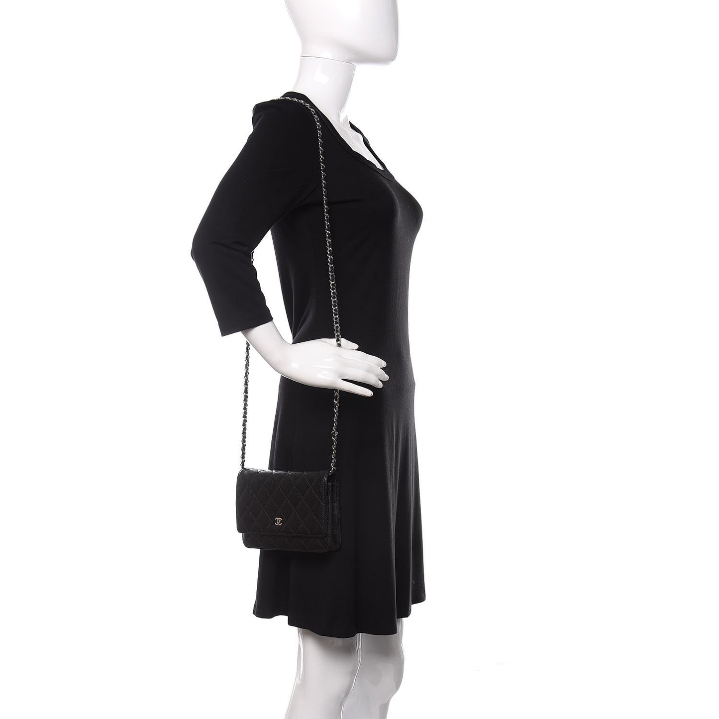 Caviar Quilted Wallet On Chain WOC Black