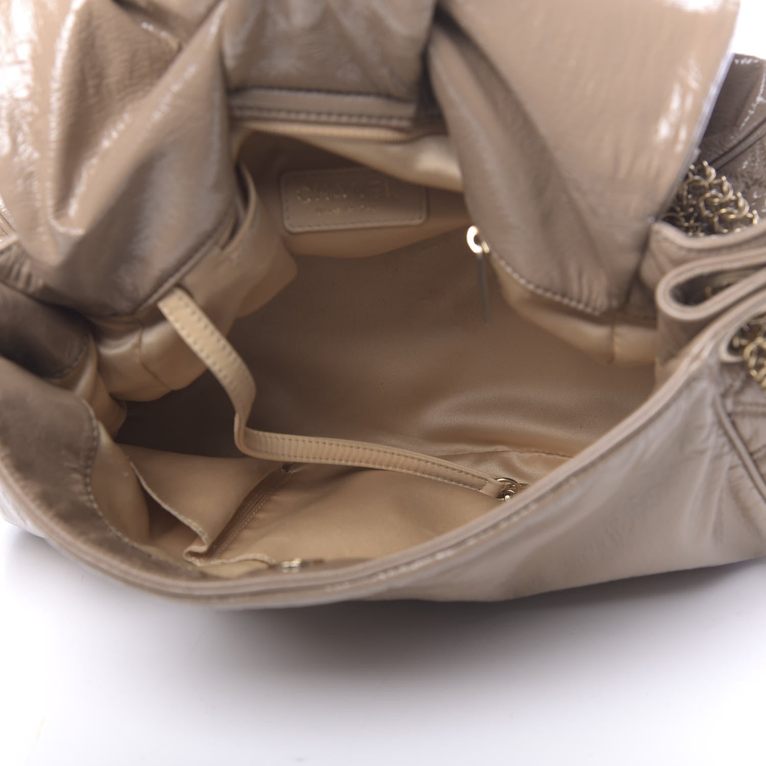 Chanel Vinyl Rodeo Accordion Flap Bag Beige 5 of 12