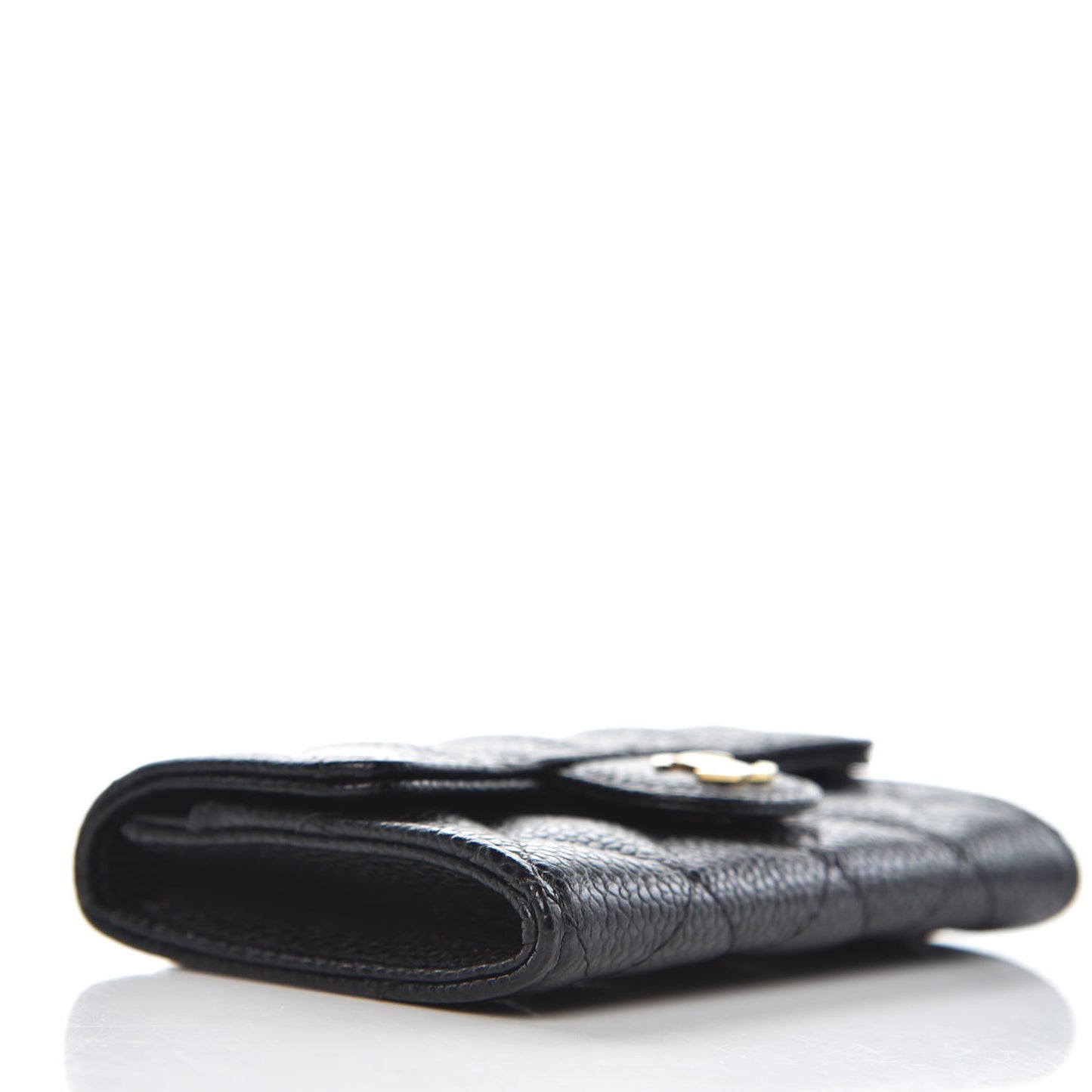 Caviar Quilted Flap Card Holder Black