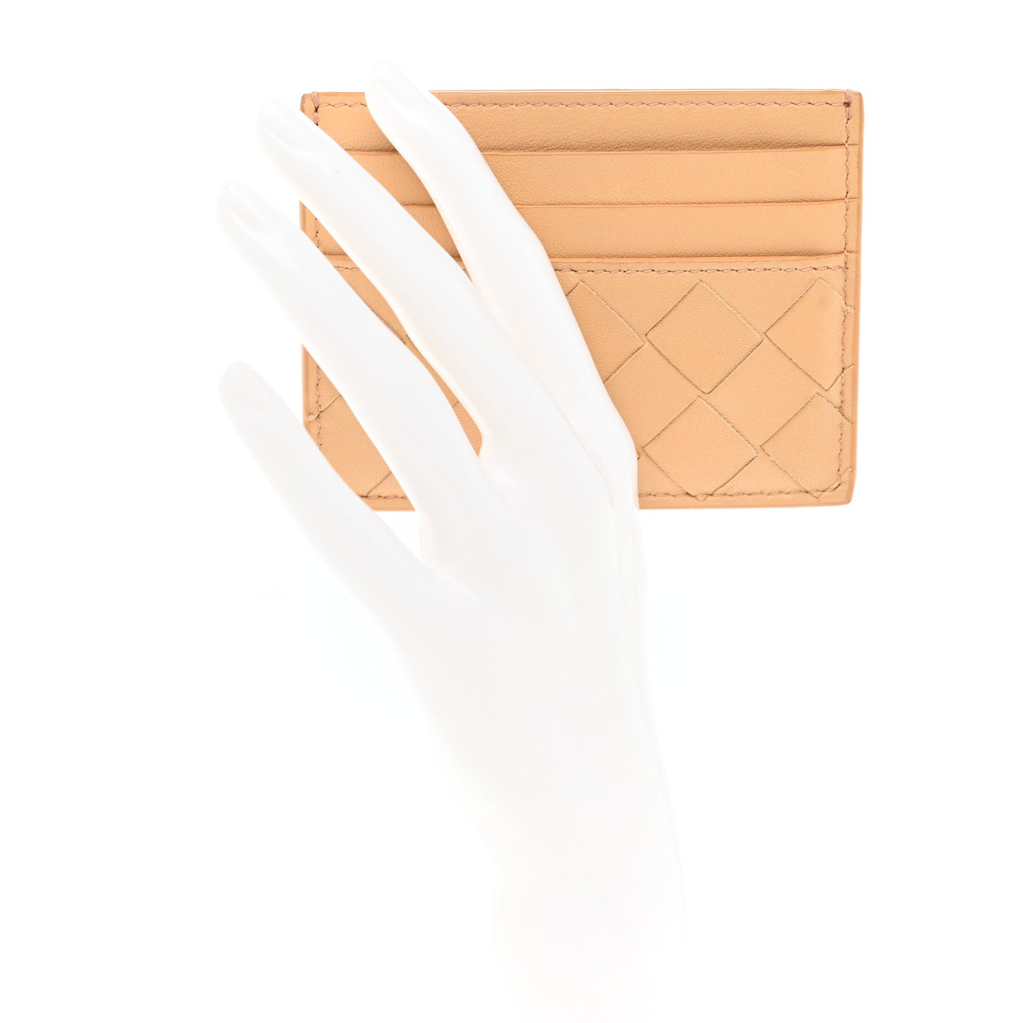 Nappa Intrecciato Card Holder Almond