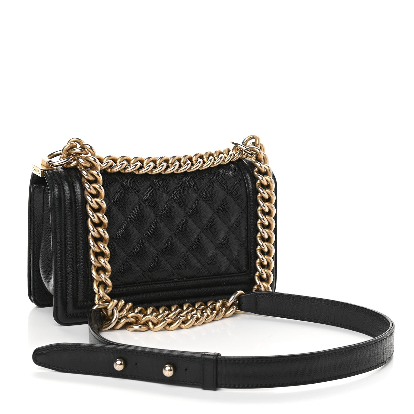 Caviar Quilted Small Boy Flap Black