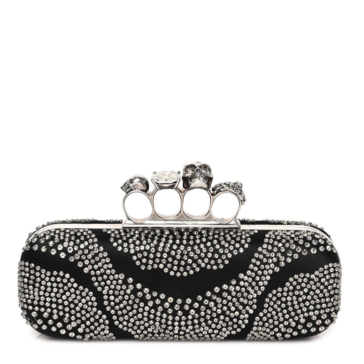 Alexander McQueen Silk Crystal Knucklebox Clutch Black 1 of 7