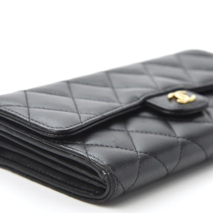 Chanel Lambskin Quilted Large Gusset Flap Wallet Black 5 of 10