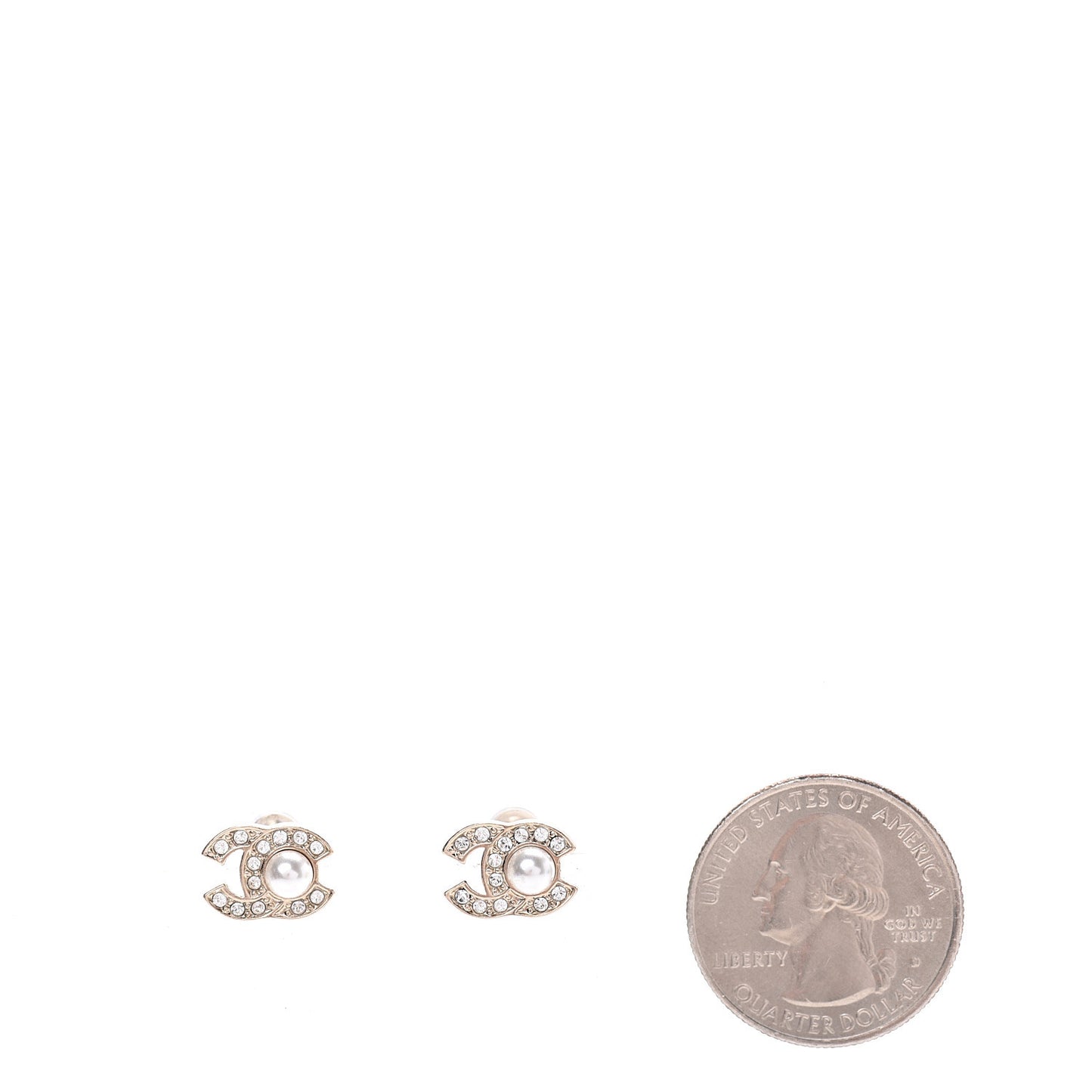 Crystal Pearl CC Stud Earrings