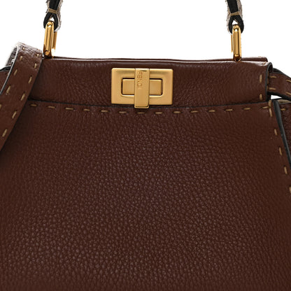 Fendi Cuoio Romano Snakeskin Selleria Bi-Color Mini Peekaboo Iconic Satchel Ghianda Camelia White 8 of 10