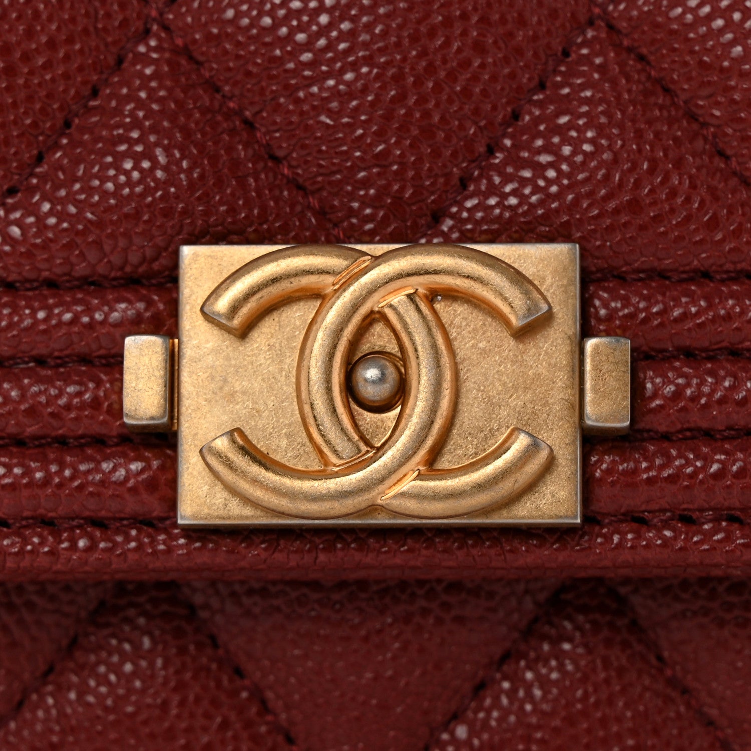Chanel Caviar Quilted Boy Flap Card Holder Wallet Burgundy 9 of 10