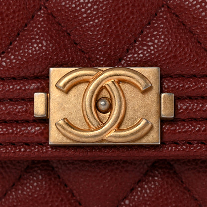 Chanel Caviar Quilted Boy Flap Card Holder Wallet Burgundy 9 of 10