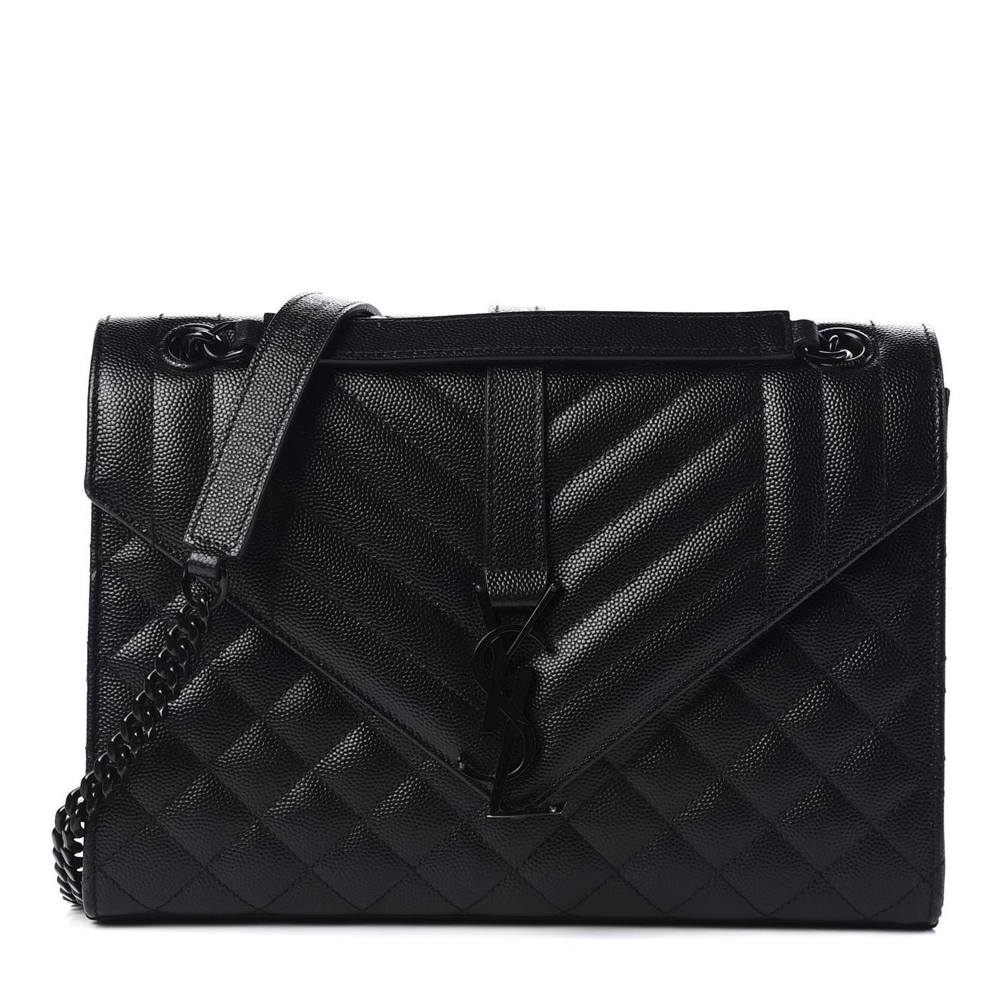 Grain De Poudre Textured Mixed Matelasse Triquilt Medium Monogram Satchel Black