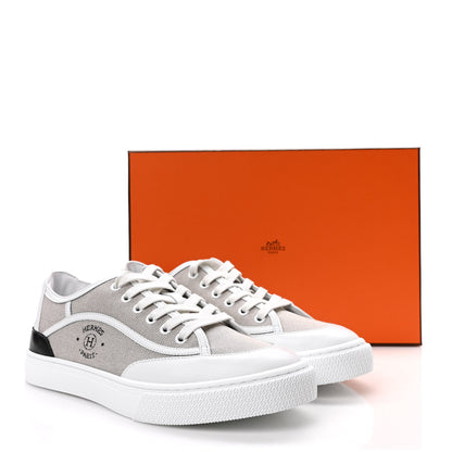 Hermes Canvas Calfskin Get Sneakers 39 Prunoir White 9 of 9