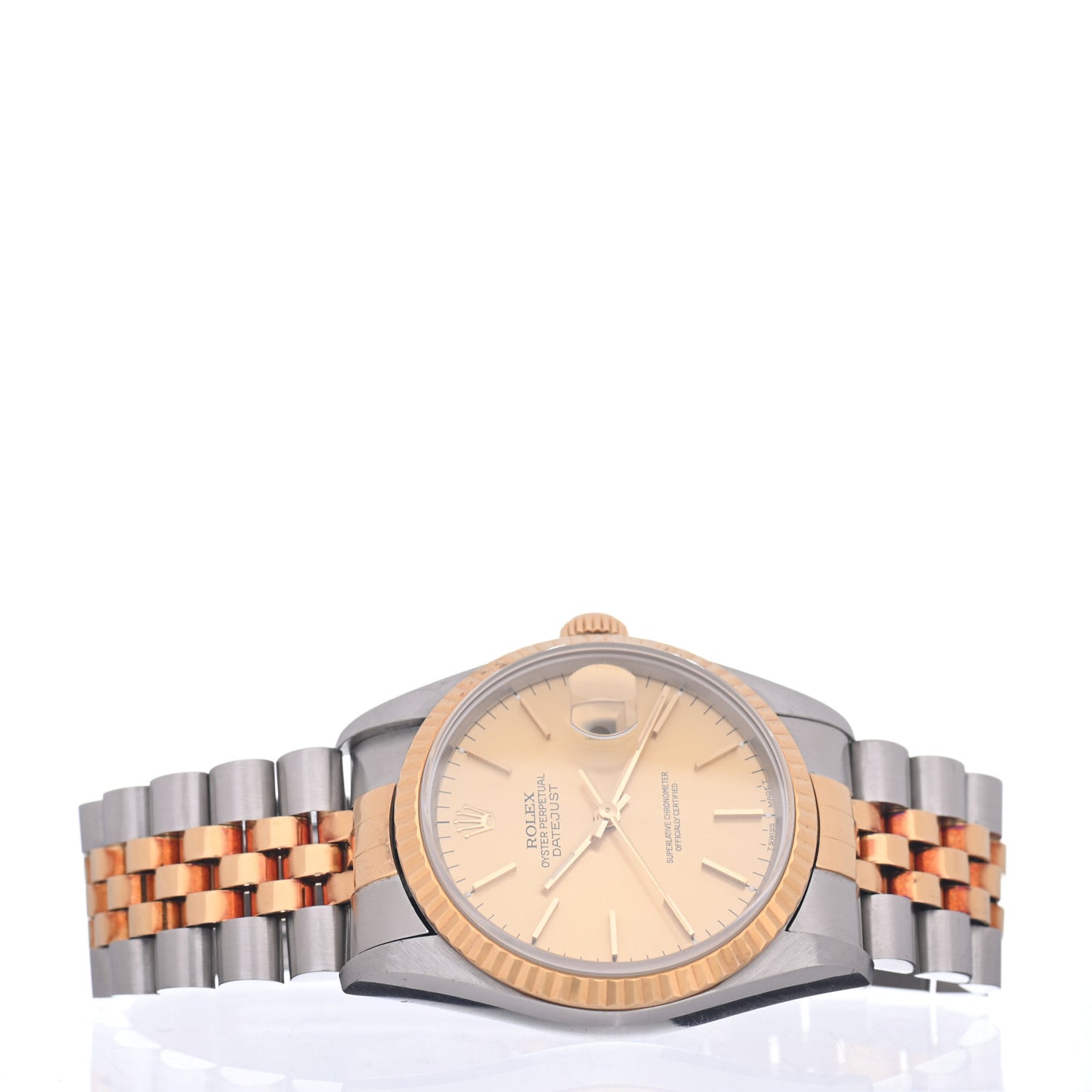 Stainless Steel 18K Yellow Gold 36mm Oyster Perpetual Datejust Watch Champagne 16233