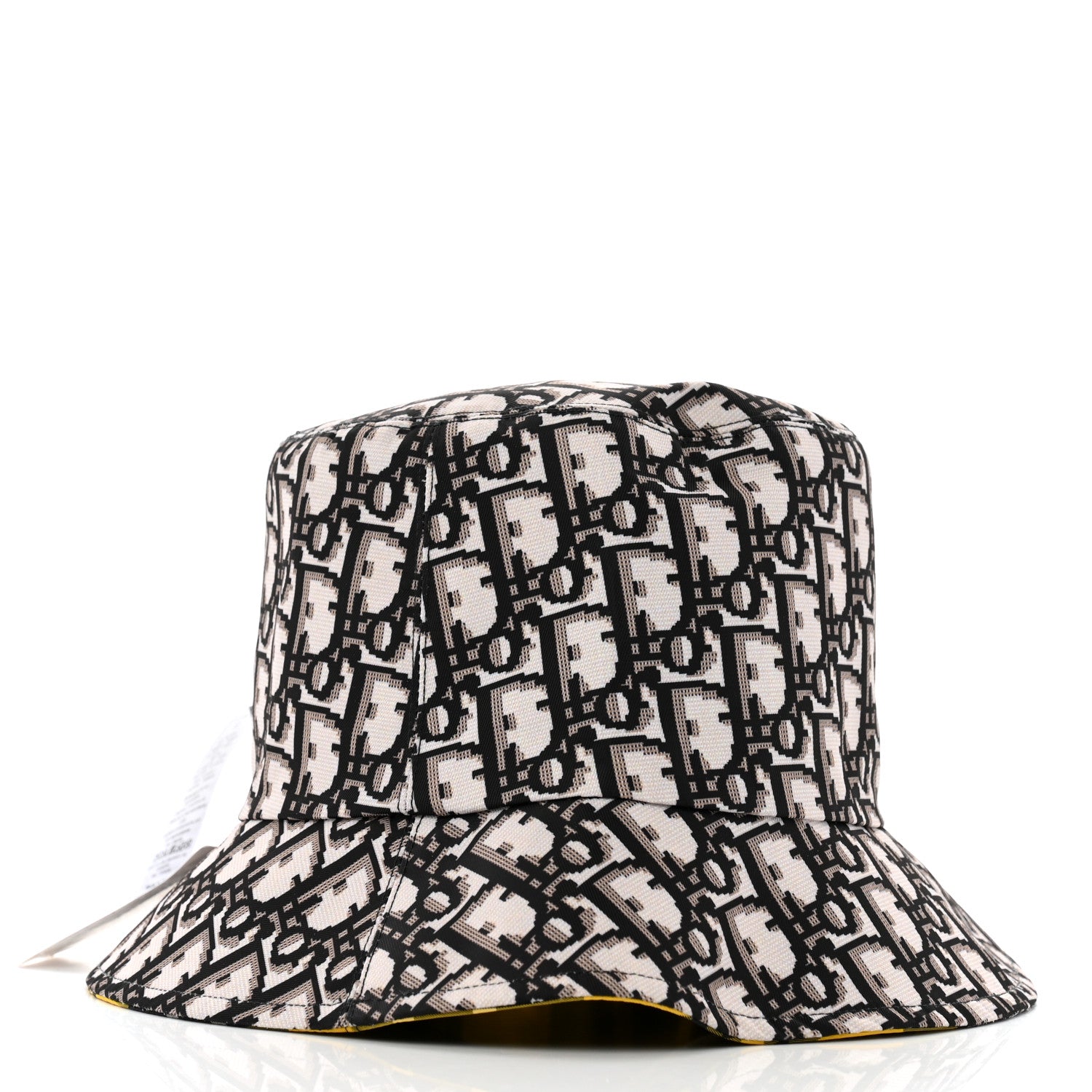 Christian Dior Oblique Check'N'Dior Reversible Teddy-D Brim Bucket Hat 57 Blue Yellow 8 of 12