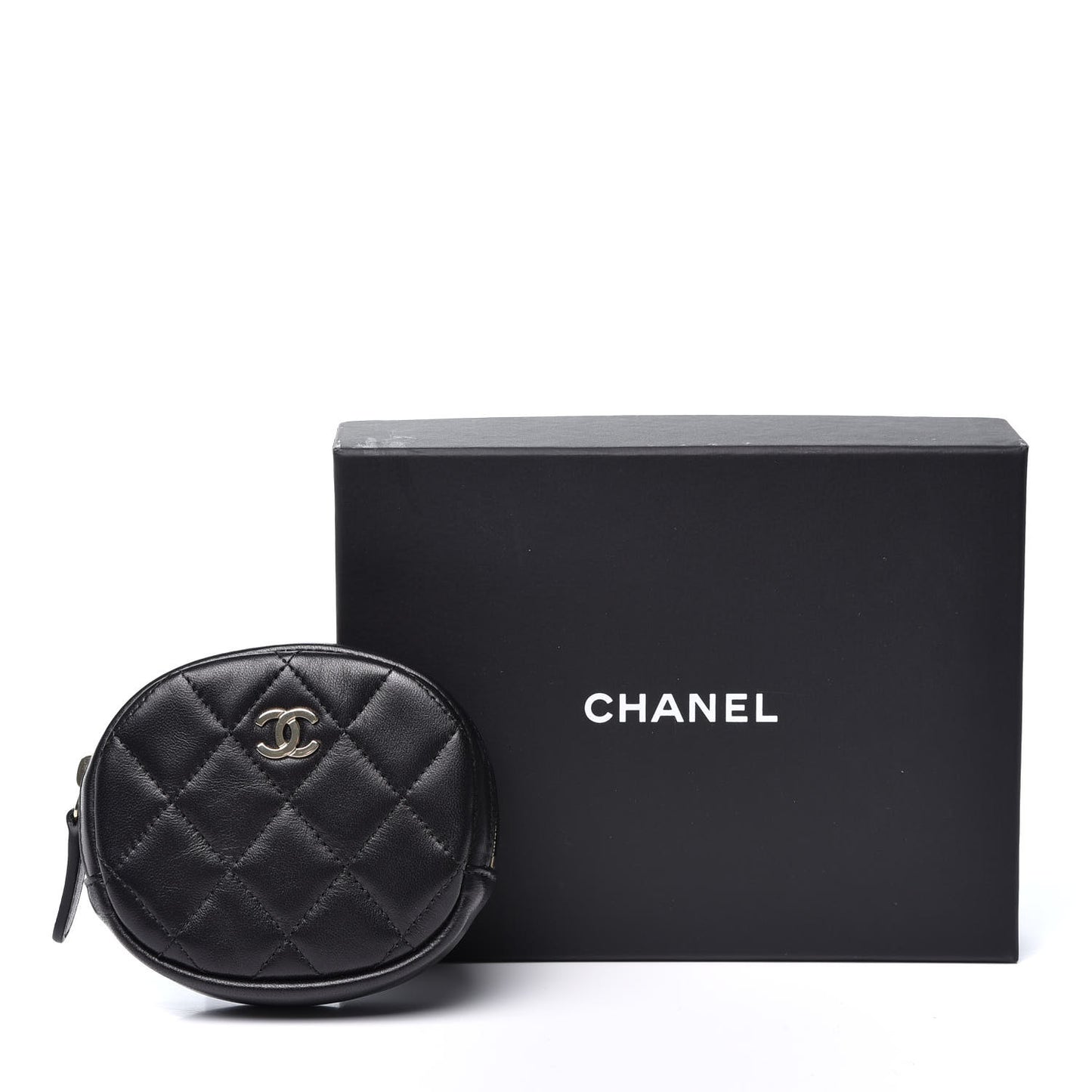 Lambskin Quilted Zip Around Classic Coin Purse Black