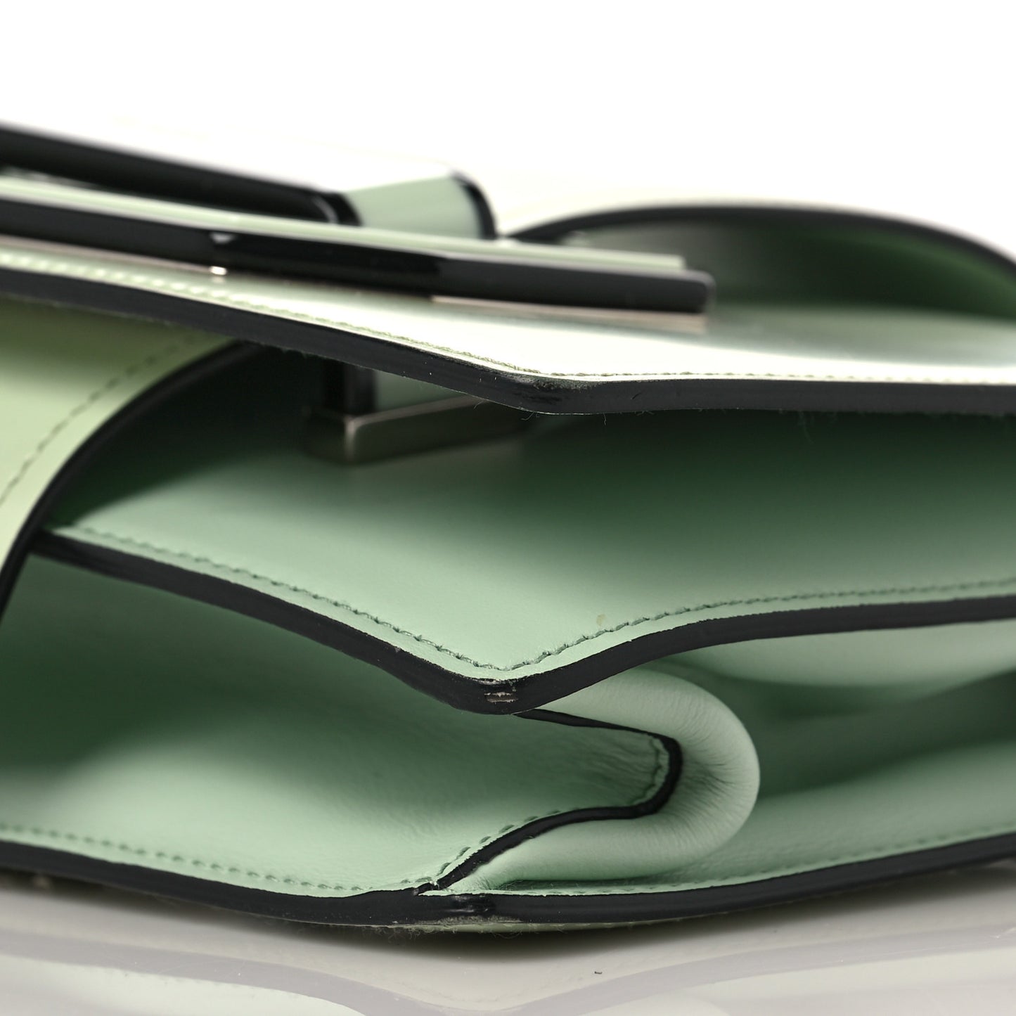 Spazzolato Soft Calfskin Plex Ribbon Bag Acqua