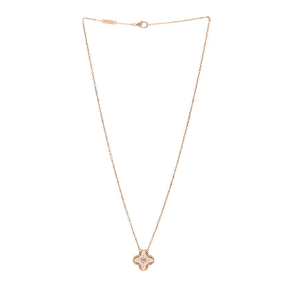 Van Cleef & Arpels 18K Rose Gold Diamond Vintage Alhambra Pendant Necklace 3 of 5