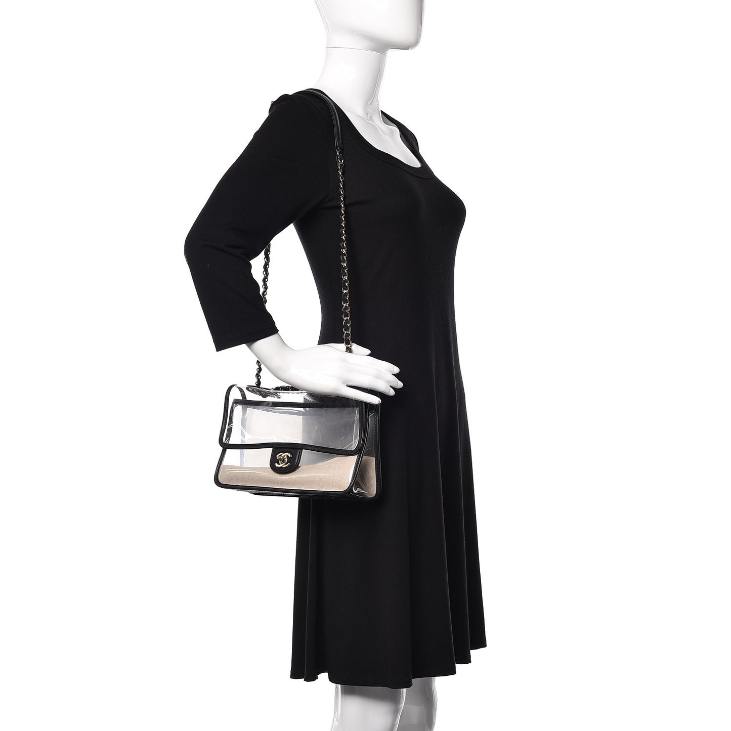 Lambskin PVC Medium Coco Sand Flap Black