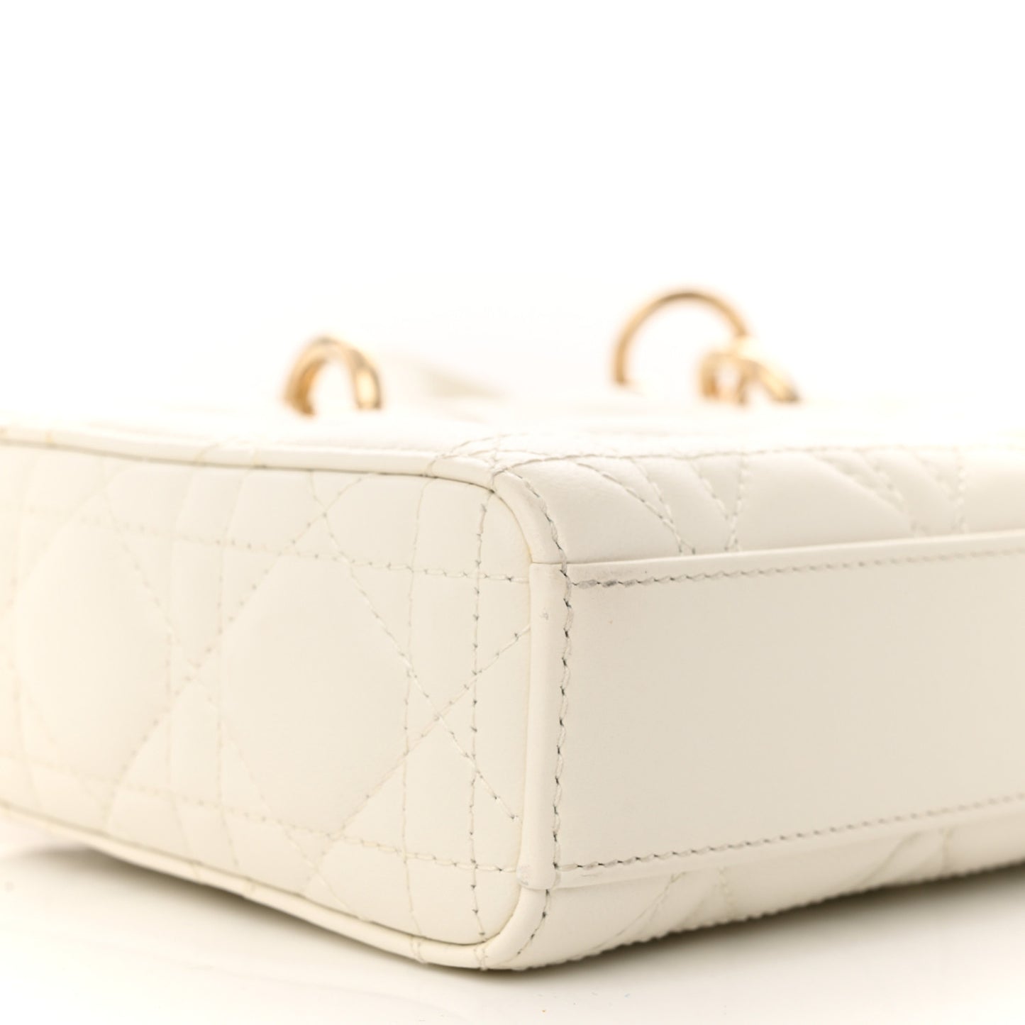 Lambskin Cannage Medium Lady D-Joy White