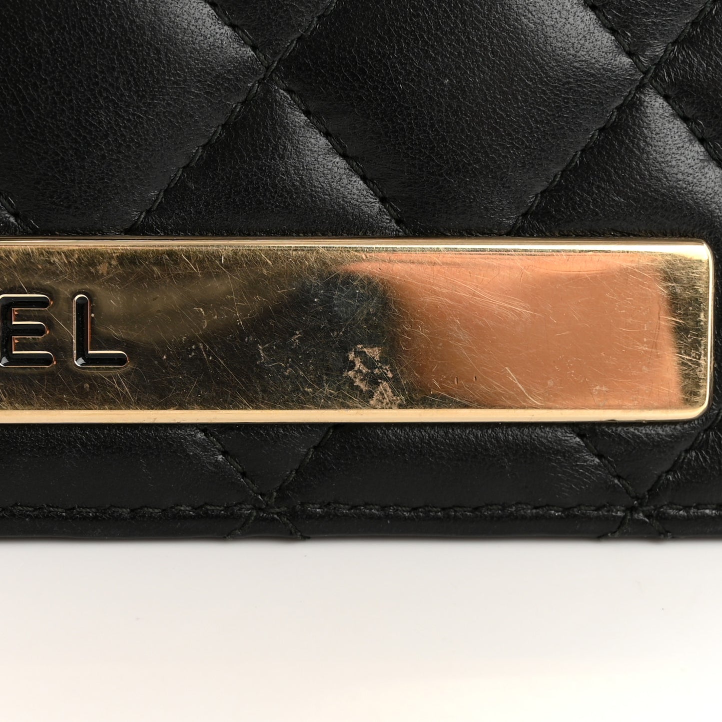 Lambskin Quilted Trendy CC Yen Wallet Black