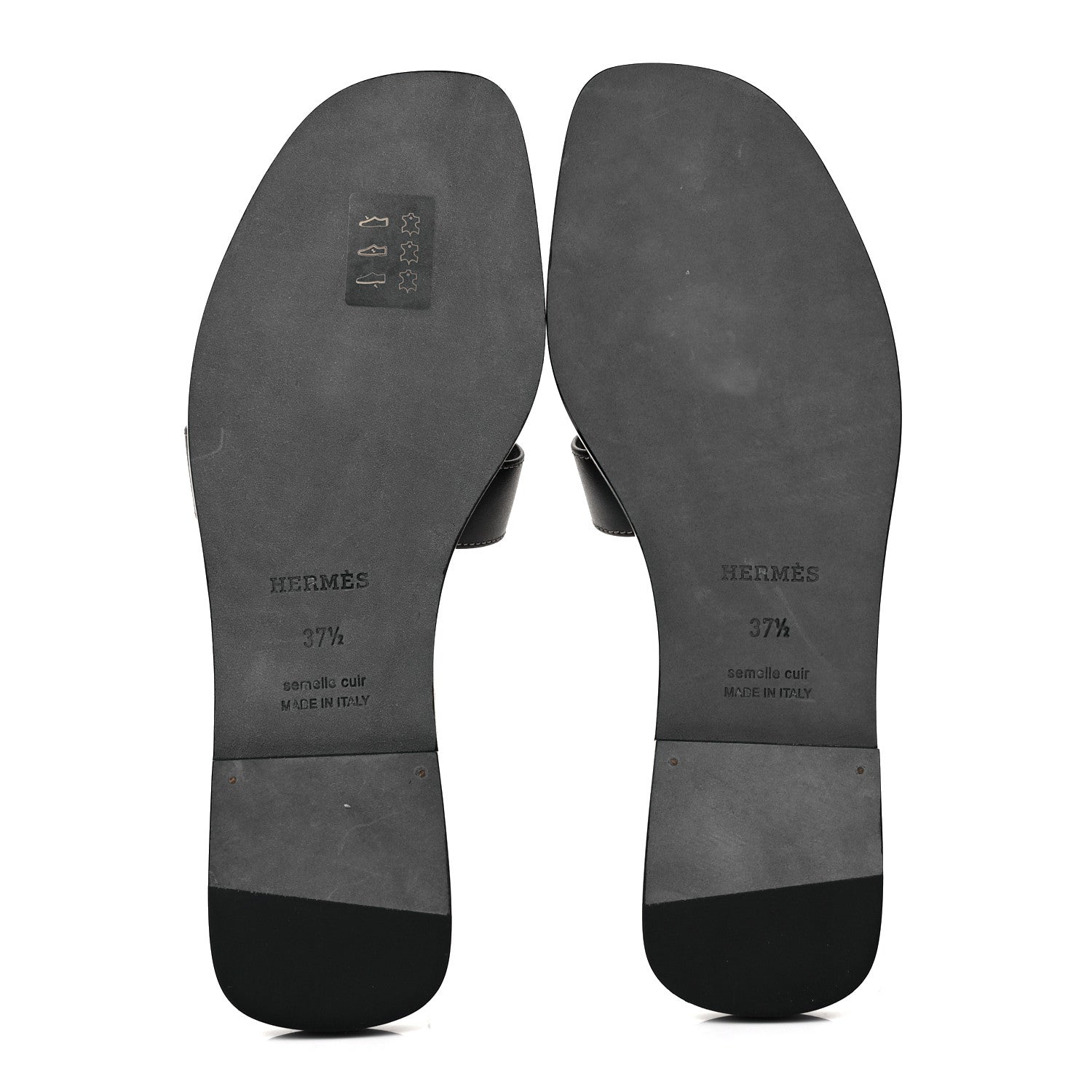 Hermes Box Calfskin Oran Sandals 37.5 Black 5 of 9