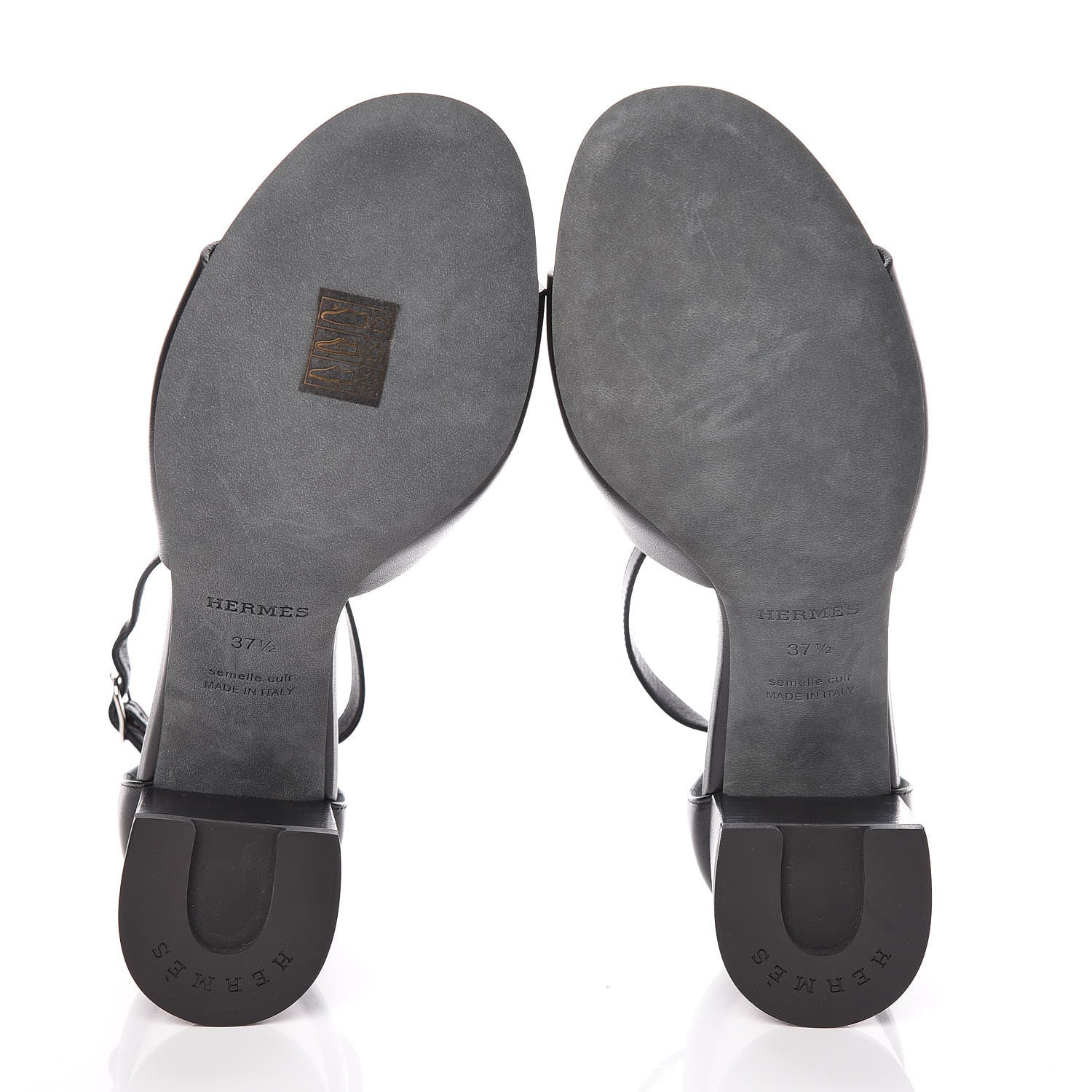 Hermes Calfskin Viaggio 60 Sandals 37.5 Black 5 of 12