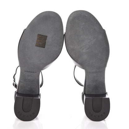Hermes Calfskin Viaggio 60 Sandals 37.5 Black 5 of 12