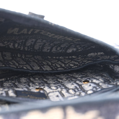 Christian Dior Oblique Embroidered Saddle Bag Blue 5 of 13